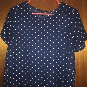 Forever 21 Navy Blue Polka Dot Shirt